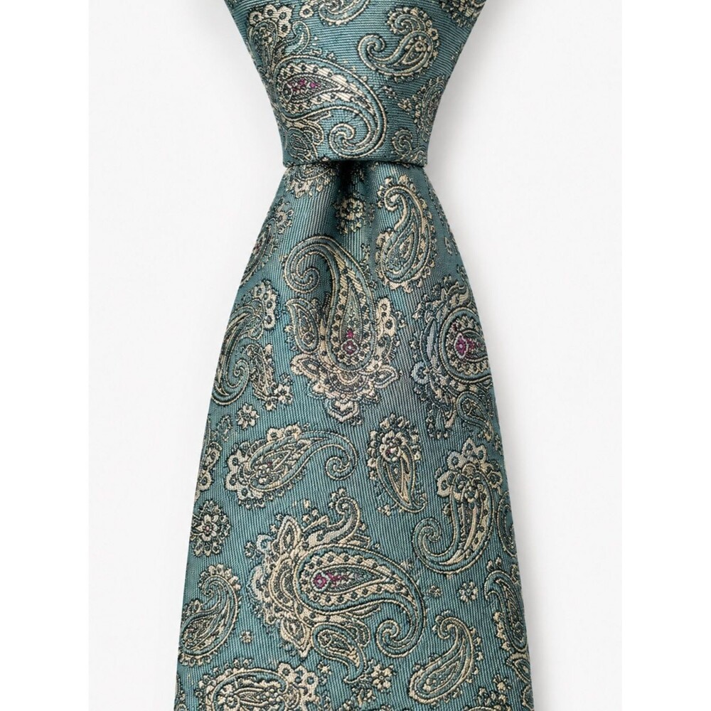Stefano Ricci Silk Paisley Tie Sage Green Cream Luxury Designer Necktie Italy